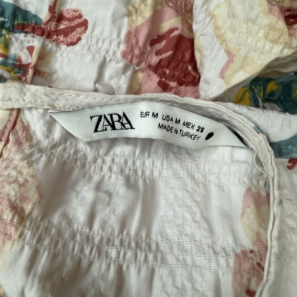 ZARA Sharon Floral Babydoll Dress M Ruffle Hem Loose‎ Fit Mini Short Tiered - Picture 9 of 11